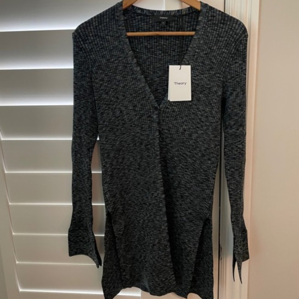 Theory Ribbed Cardigan in Space Dyed Viscose